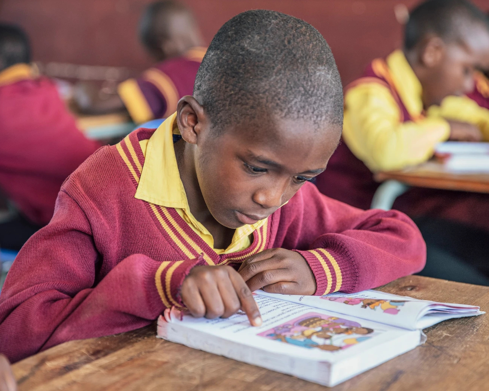 Boy reading book